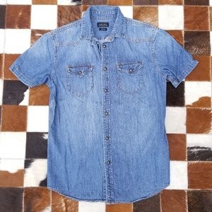 Zara Man Slim Fit Denim Button Down Shirt, size S